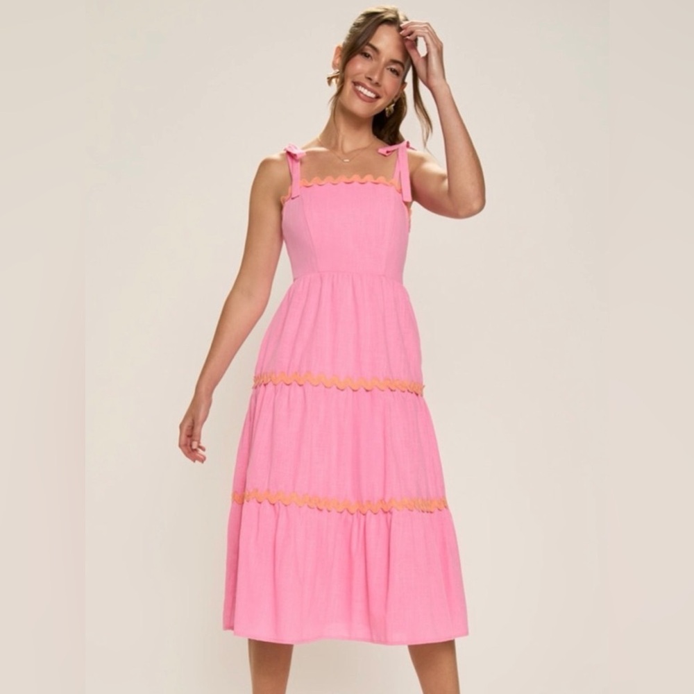 Francesca's Collections Pink and Yellow Maxi Dress